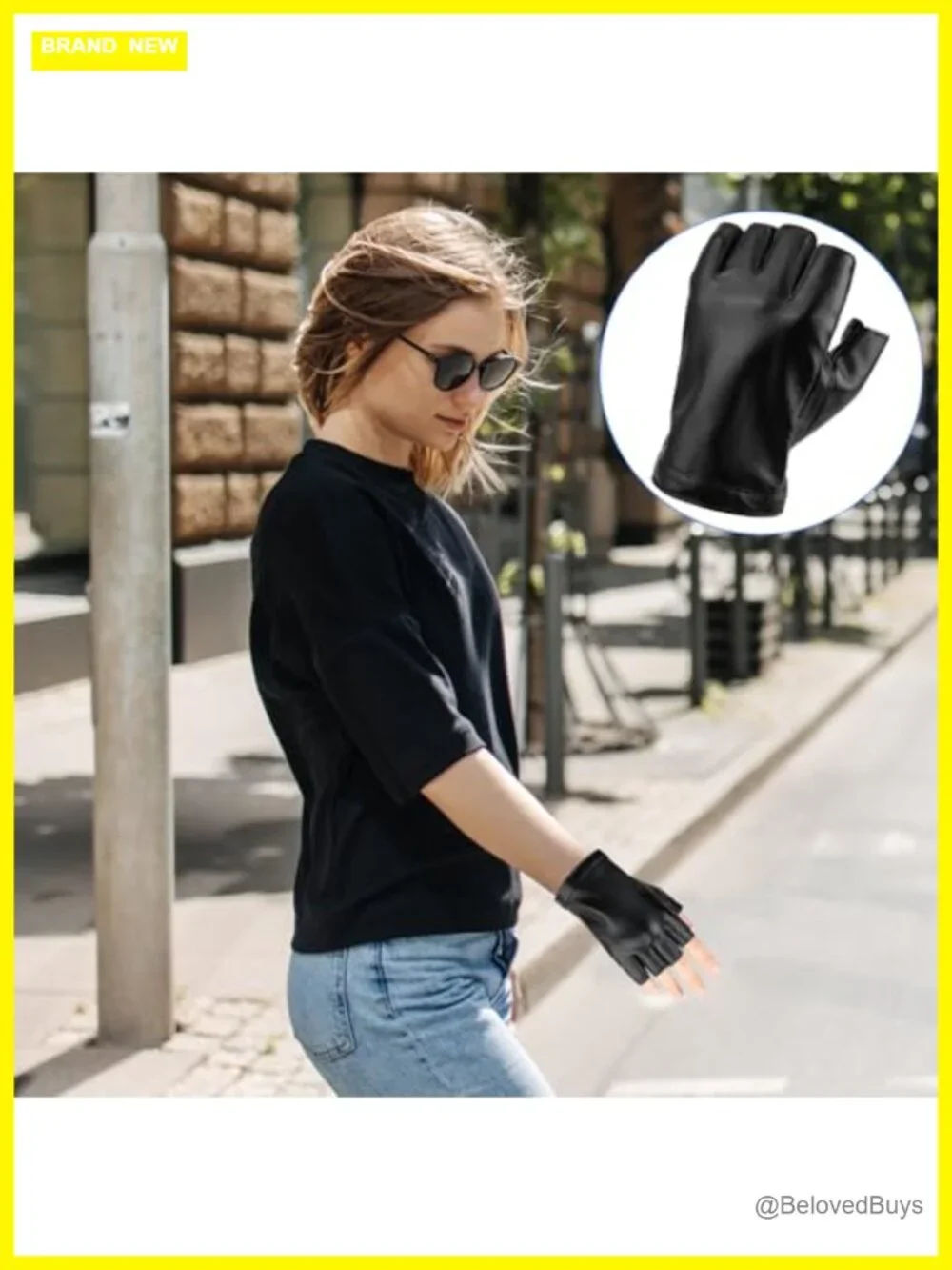 Fingerless PU Faux Leather Gloves Half Finger Biker Driving Riding Gloves